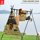 Camping Picnic Tableware Storage Bag Portable Barbecue Cutlery Organizer Hanging Holder Bags