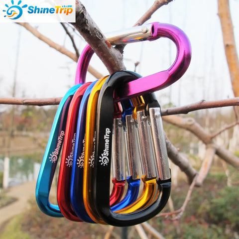 4 pcs ShineTrip Aluminum D Shape Buckle Carabiner Survial Key Chain Carabine Hook Clip