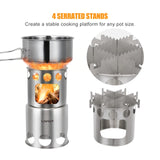 Lixada Portable Wood Stove Firewoods Furnace Outdoor Stove Cooking Burner Lightweight Stainless Steel Picnic Camping Wood Stove