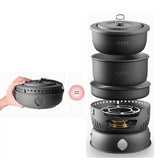 Alocs Outdoor Camping Portable Cooking Set Cookware 2 Person CW-C05 Alcohol Stove Picnic Pot Pan